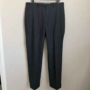 Michael Kors Men Black Pinstripe Trouser 34 x 32 Pleated Workwear Career Pockets